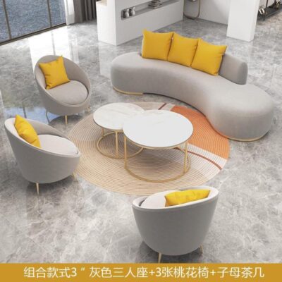 Sofa căn hộ nhỏ Phổ biến trên Internet Đẹp ghế sofa sang trọng đàm phán thẩm mỹ viện ghế sofa cong khu vực tiếp khách kết hợp bàn cà phê