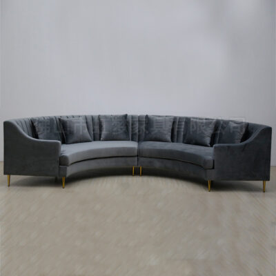 Sofa nhung màu xám sảnh khách sạn Sofa hình bán nguyệt nhiều chỗ ngồi với sofa bàn tròn sofa nhà hàng cafe