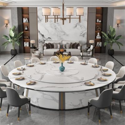 Bàn tròn xoay tự động lớn của khách sạn Bàn ăn đá phiến sang trọng nhẹ nhàng hiện đại hiện đại đơn giản sang trọng tiệc bàn xoay tự động