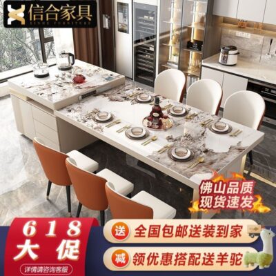 Bàn ăn bằng đá cẩm thạch sang trọng với màu xanh ngọc bích cho căn hộ chung cư lớn - Bàn ăn đẹp và đa năng.