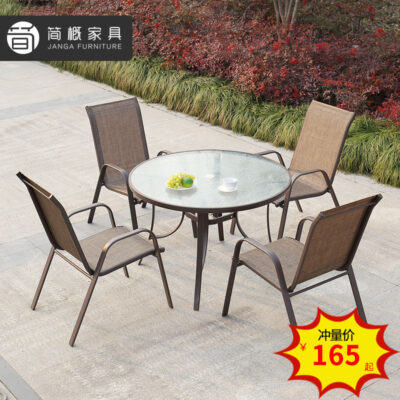 Ban công bàn ghế ngoài trời ngoài trời bàn cà phê sắt đơn giản giải trí sân thượng bàn ghế kim loại nội thất