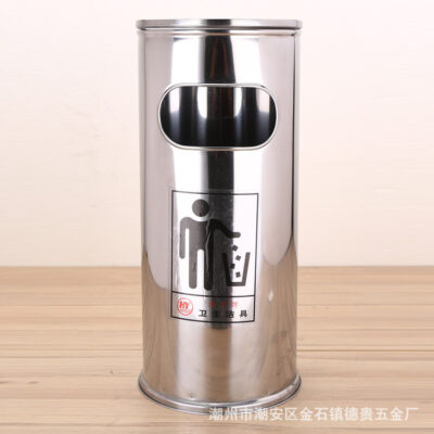 Thùng rác tròn bằng thép không gỉ dày ngoài trời trung tâm mua sắm siêu thị lối vào thang máy ga tàu điện ngầm xô tro xô lưu trữ