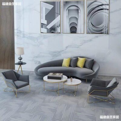 Bắc Âu sáng tạo cong vẻ đẹp lễ tân văn phòng bàn cà phê Đẹp sang trọng Phổ biến trên Internet sofa vải ghế sofa phòng khách đơn giản và hiện đại