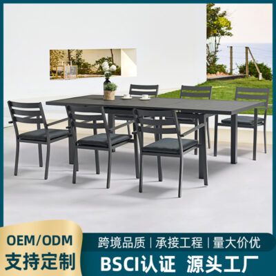 Bàn ghế sân Youlan Nội thất giải trí Bắc Âu Bàn kim loại ngoài trời Bàn ghế sân vườn hợp kim nhôm Bàn ăn ngoài trời 1,8m