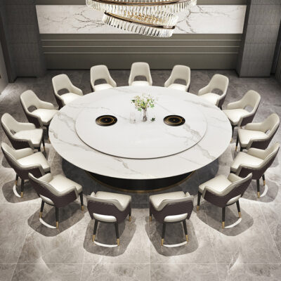 Bàn ăn xoay tự động đá phiến khách sạn câu lạc bộ bàn tròn lớn biệt thự lớn hộp nhà hàng bàn ăn tròn 20 người 30 người