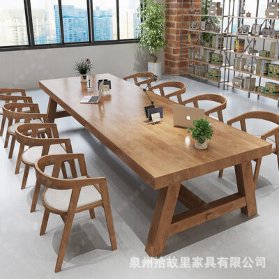 Phòng thu đơn giản họp bàn gỗ nguyên khối phòng đọc bàn học B&B thiết kế log bàn làm việc bàn máy tính