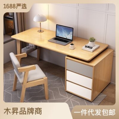 Bàn máy tính bằng gỗ nguyên khối Bàn làm việc tại nhà Bàn học có tủ Bàn học có thể điều chỉnh đơn giản Bàn làm việc nhỏ cho nhân viên