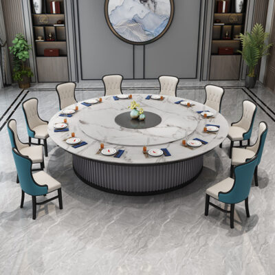 Bàn ăn xoay tự động tròn bàn lớn khách sạn 10 người 15 khách sạn câu lạc bộ Hàng đẹp sang trọng bếp từ cảm ứng bàn Lẩu đá tấm bàn tròn lớn