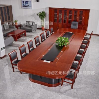 Bàn hội nghị sơn phong cách Trung Quốc mới Bàn đào tạo vuông gỗ nguyên khối hiện đại Bàn dài đơn giản Bàn hội nghị bàn ghế kết hợp