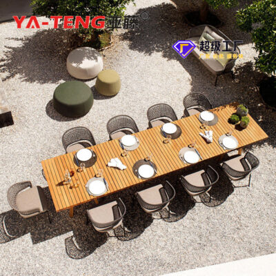 Woden Engineering bán hàng trực tiếp mây bàn ăn ngoài trời ghế ngoài trời sân thượng sân vườn gỗ nguyên khối nội thất mây tếch