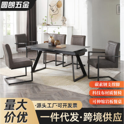 Nhà hàng khách sạn Bàn ghế ăn bằng đá đen bóng màu đen, có thể thu vào nhà, Bàn ghế ăn hình chữ nhật kết hợp.