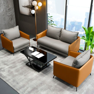 Sofa văn phòng đàm phán kinh doanh lễ tân lễ tân khu giải trí hiện đại đơn giản và thời trang sofa ba chỗ bàn cà phê kết hợp