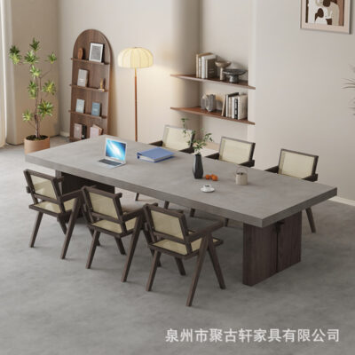 Bắc Âu hoài cổ Gỗ Chắc Chắn Bàn Giả Xi Măng Màu Dài Bàn Hội Nghị Cá Tính Sáng Tạo Lớn Đàm Phán Bàn Văn Phòng