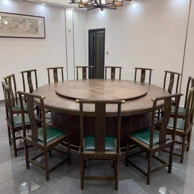Chủ đề phong cách Trung Quốc mới Bàn ghế khách sạn xoay tự động Bàn tròn lớn Bàn xoay bằng đá cẩm thạch 15 người Bàn ghế ăn xoay tự động 20 người