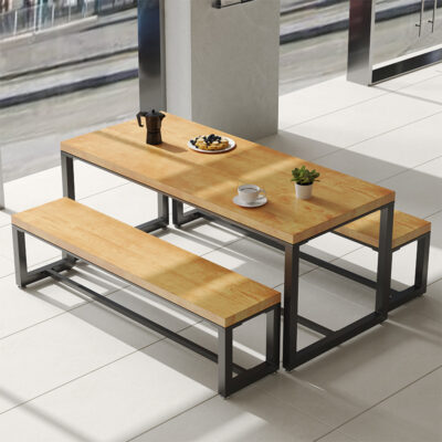 Cửa hàng bàn ghế ăn gỗ nguyên khối nhà hàng cà phê trà sữa cửa hàng ăn uống bình dân quán ăn nhẹ bàn hội nghị bàn ghế kết hợp bàn dài