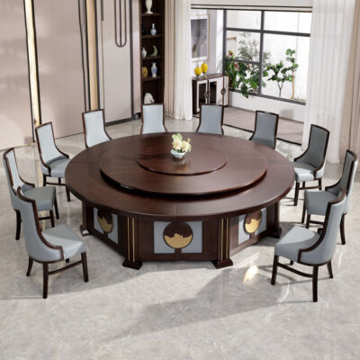 Bàn ăn khách sạn bàn tròn lớn 15 người Bàn ăn xoay tự động sang trọng phong cách Trung Quốc ghế ăn bếp từ nội thất nhà hàng