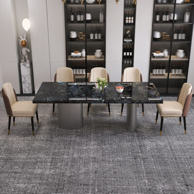 Sự Sang Trọng Của Bàn Ăn Đá Cẩm Thạch Hình Chữ Nhật Màu Xanh Ngọc Bích