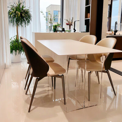 Bàn ăn đá phiến acrylic Delifeng Ý mô hình tối giản, phòng nhà thiết kế bàn ăn, phòng nhỏ.