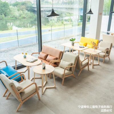 Quán trà sữa kết hợp bàn ghế, cafe tráng miệng, văn phòng, nhà hàng đàm phán, sofa da đôi gian hàng thông thường