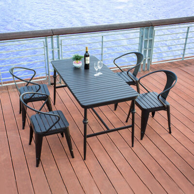 Ban Công Sắt Nhựa Gỗ Dù Ngoài Trời Sân Giải Trí Cà Phê Quán Trà Sữa Ngoài Trời Kết Hợp Ba Bộ Năm Bộ Bàn Ghế Ngoài Trời