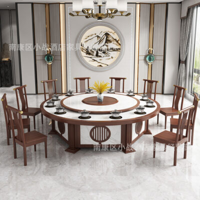 Bàn Lẩu, Bếp xoay tự động từ, Một người, Một nồi, Bàn ăn Lẩu nhỏ, Khách sạn thương mại Bàn tròn lớn kiểu Trung Quốc mới