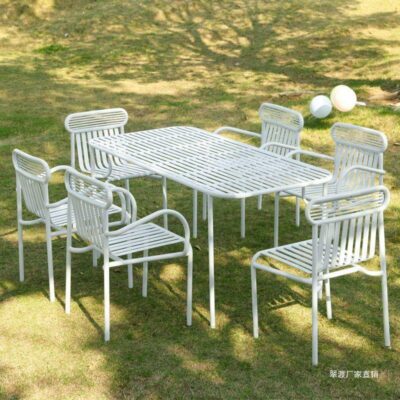 Internet phổ biến cắm trại bàn ghế ngoài trời sân vườn màu trắng ngoài trời quán trà sữa quán cà phê giải trí bàn ghế sắt kết hợp