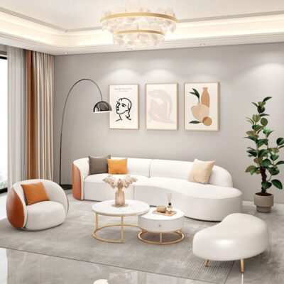 2023 phổ biến sofa công nghệ vải phòng khách đơn giản Đẹp hiện đại sang trọng căn hộ nhỏ bàn cà phê kết hợp bộ cong