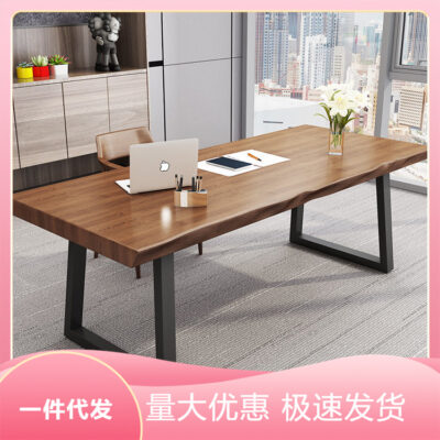 Bàn sắt gỗ nguyên khối của Mỹ căn hộ nhỏ học tập bàn máy tính hình chữ nhật Bàn ghế văn phòng đơn nhân viên công ty
