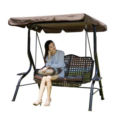 Đu ngoài trời đôi sân ghế bập bênh sắt rèn ngoài trời lớn trong nhà treo ghế ban công ghế xích đu sân vườn giường bập bênh