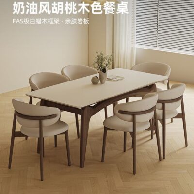 Sản phẩm Hot kết hợp bàn ghế ăn bằng đá phiến sáng màu để ăn uống, bàn ghế hình chữ nhật, một phòng nhỏ cho thuê nhà