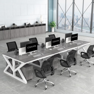 Bàn làm việc văn phòng 4 chỗ, bàn máy tính nhân viên đơn giản hiện đại, khu vực thẻ nhân viên, bàn ghế văn phòng kết hợp nhà sản xuất nội thất