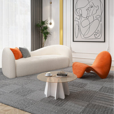 Bắc Âu vải sofa phòng khách đơn giản hiện đại căn hộ nhỏ nhung cừu công nghệ vải ghế giải trí thiết kế internet ghế nổi tiếng