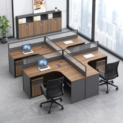 Bàn ghế nhân viên truyền thống và đơn giản kết hợp góc bàn làm việc hình chữ L Bàn tài chính đơn giản hiện đại Bàn nhân viên 2/4/6