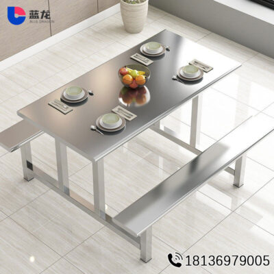 Bàn ăn nhanh bằng thép không gỉ 304 cho trường học, sinh viên, nhân viên nhà máy, và công trường xây dựng - Một mảnh kết hợp đa dạng.