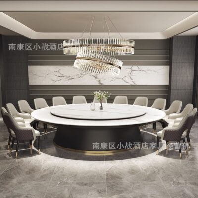 Bàn ăn khách sạn Bàn tròn lớn Câu lạc bộ sang trọng Bàn ăn 20 người có bàn xoay Bàn ăn đá xoay tự động 16 người Bàn ăn riêng
