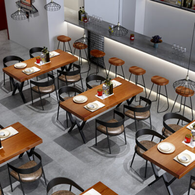 hoài cổ thanh thịt nướng thanh âm nhạc nhà hàng phong cách công nghiệp bàn ăn gỗ nguyên khối hình chữ nhật Lẩu cafe bàn ghế kết hợp