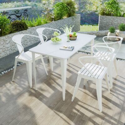 Sân ngoài trời đá phiến bàn ghế kết hợp giải trí cafe ngoài trời bàn ăn gỗ nhựa ngoài trời ban công bàn ghế sắt