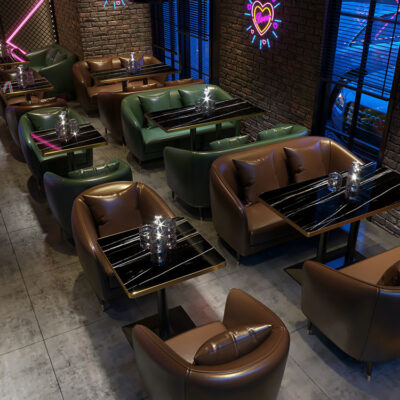 Ghế sofa quầy bar sang trọng nhẹ nhàng Chủ đề cổ điển Mỹ rõ ràng quán bar quán rượu đôi ghế sofa đơn nhà hàng phương Tây bàn ghế cafe