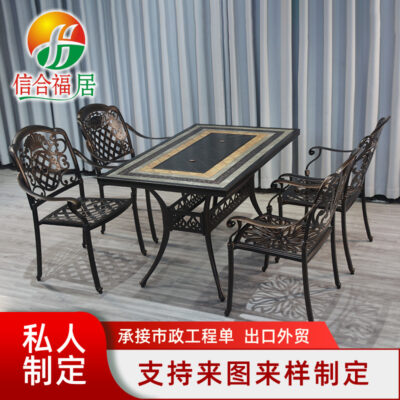 Nội thất Phật Sơn ngoài trời nhôm đúc bàn ghế nướng sân vườn ban công ngoài trời giải trí nướng thịt nướng bàn ghế sắt