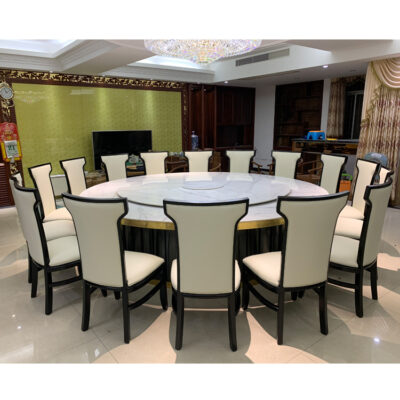 đẹp sang trọng sáng bụng cá đá phiến trắng bàn ăn nhà hàng khách sạn VIP 15 người 20 người tròn bàn ăn xoay tự động lớn