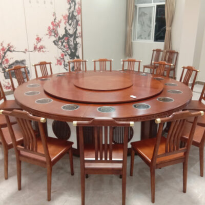Bàn ăn xoay tự động khách sạn Qiao Jiaren bàn tròn lớn bằng đá cẩm thạch Bàn lẩu Trung Quốc mới khách sạn tự động 20 người Bàn 15 người