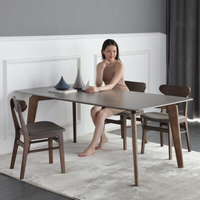 Bàn ăn Bàn ăn đá phiến Ý Bàn ăn gỗ nguyên khối Bắc Âu kết hợp bàn ăn hình chữ nhật căn hộ nhỏ hiện đại đơn giản