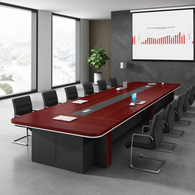 Bàn dài văn phòng, bàn đào tạo và đàm phán nhân viên đơn giản và hiện đại, hình chữ nhật, bàn ghế hội nghị doanh nghiệp lớn kết hợp