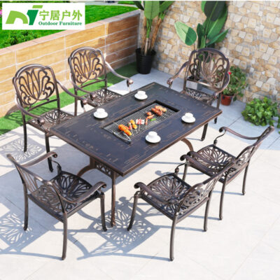 Bàn ghế nhôm đúc ngoài trời Bộ bàn ghế sân trong biệt thự giải trí ban công ngoài trời sân vườn bàn ghế sắt nướng ngoài trời