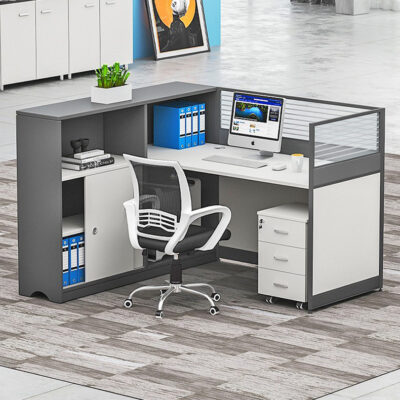 Không gian thẻ màn hình văn phòng Thâm Quyến đơn giản, hiện đại, bàn ghế nhân viên kết hợp bàn làm việc đơn và đôi văn phòng