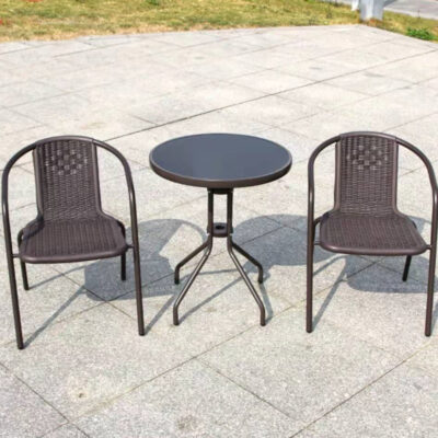 Bộ bàn ghế ngoài trời kết hợp ghế mây bộ ba món ngoài trời quán trà sữa cafe ghế giải trí ngoài trời bàn ghế ngoài trời