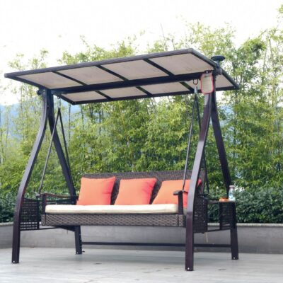 Xích đu ba đậu đỏ ngoài trời, ghế xích đu mây sân vườn, ghế treo ban công trong nhà, ghế bập bênh, ghế ngồi, xích đu sân vườn