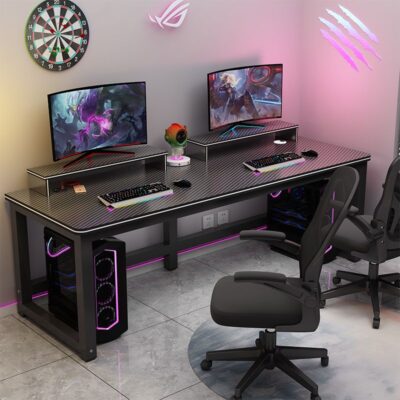 Bàn máy tính để bàn đơn giản tại nhà đôi Bàn làm việc văn phòng Phòng ngủ trò chơi Bộ bàn ghế bằng sợi carbon Bàn thể thao điện tử