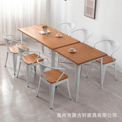 Quầy bar khu giải trí quán trà sữa bistro thương mại bàn ăn gỗ nguyên khối kết hợp cafe vuông bàn vuông nhỏ