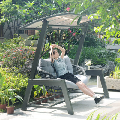 Đu ngoài trời sân biệt thự sân vườn chống nắng chống nắng hợp kim nhôm Internet phổ biến B&B mây treo ghế giỏ treo xích đu